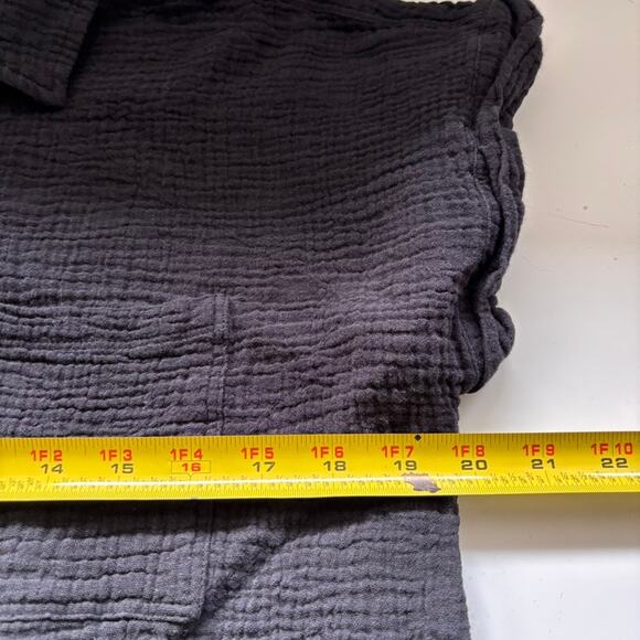 Beach Lunch Lounge Sz L Black Cotton Gauze Romper Drawstring Buttons Pockets - Picture 8 of 13